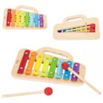 Medinis spalvotas ksilofonas su cimbolais