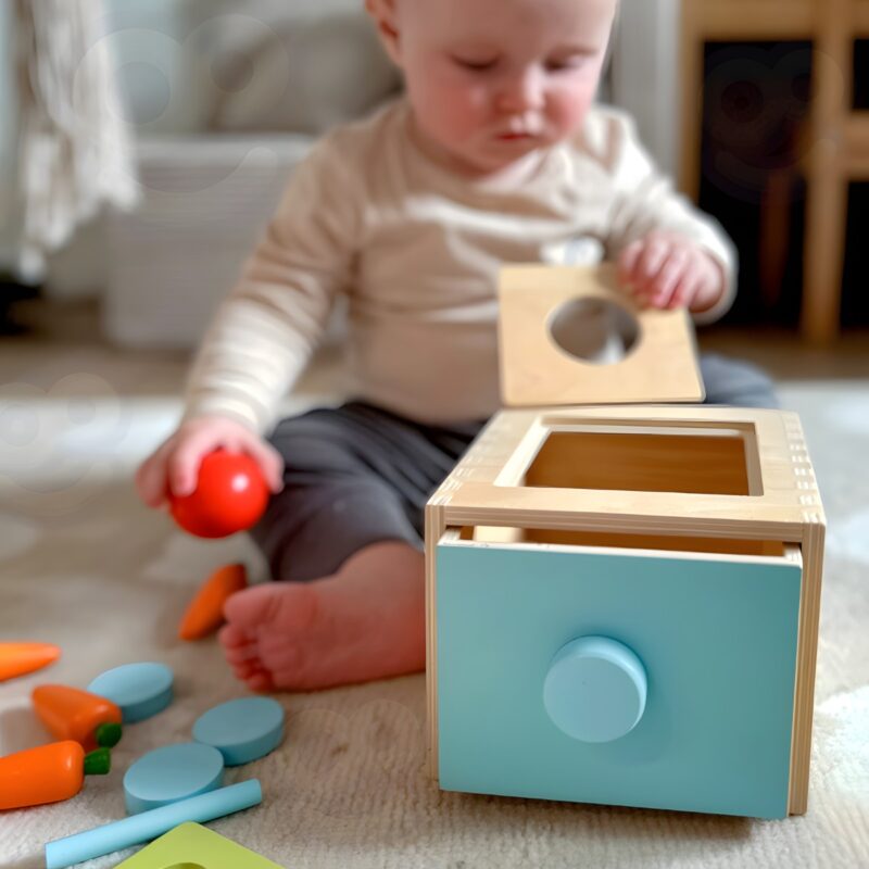 Montessori medinis rūšiavimo stalčius 4in1 vaikams