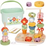 Medinė Montessori dėlionė „Mano sodas“ 5in1 vaikams
