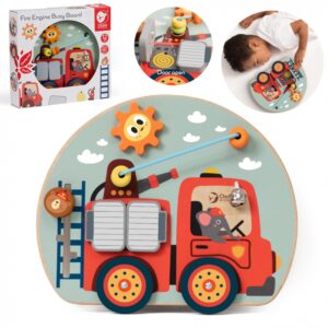 Medinė sensorinė veiklos lenta „Mažasis gaisrininkas“ 6in1