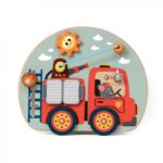 Medinė sensorinė veiklos lenta „Mažasis gaisrininkas“ 6in1