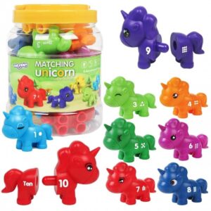 Montessori edukacinis skaičių ir spalvų rinkinys "Vienaragiai" (13 det.)