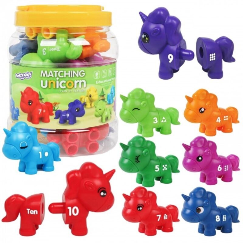 Montessori edukacinis skaičių ir spalvų rinkinys "Vienaragiai" (13 det.)