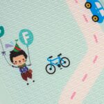 Dvipusis putplasčio kilimėlis 180x200 cm "Panda ir abėcėlė"