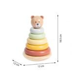 Tooky Toy medinė spalvota žiedų rūšiuoklė "Meškiukas"