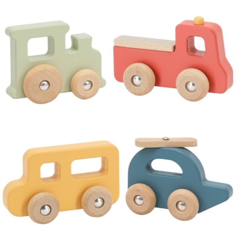 VIGA PolarB medinių spalvotų transporto priemonių rinkinys