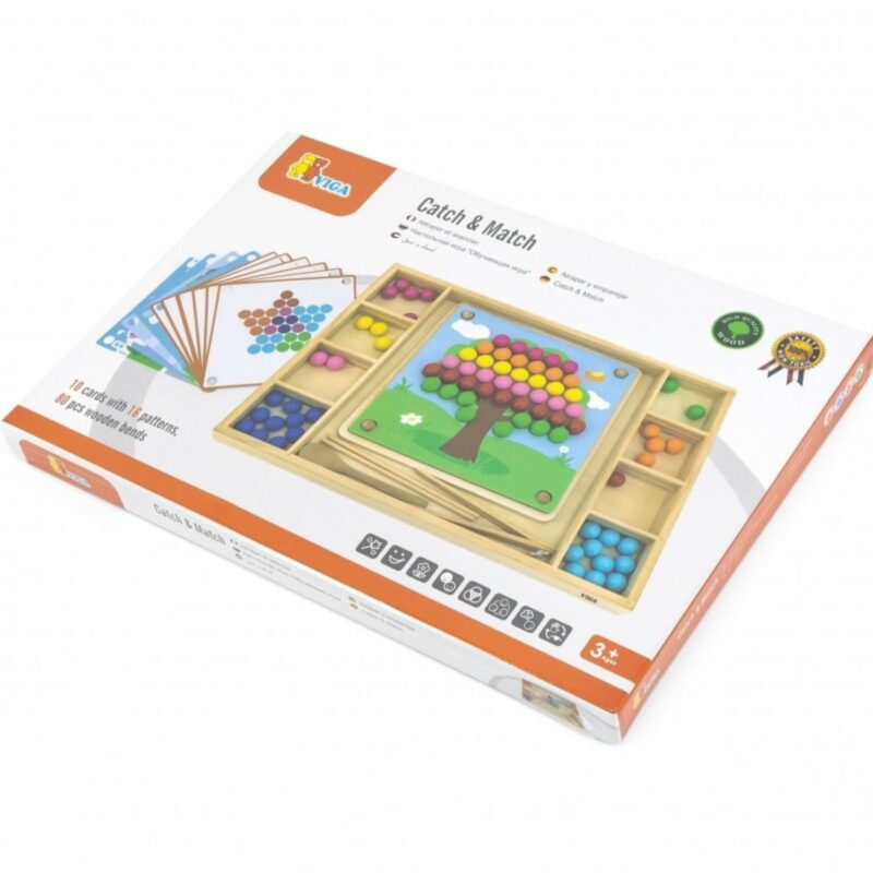 Medinė Montessori mozaikos dėlionė vaikams – Viga