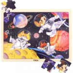 VIGA medinė dėlionė „Kosminė kelionė“ vaikams