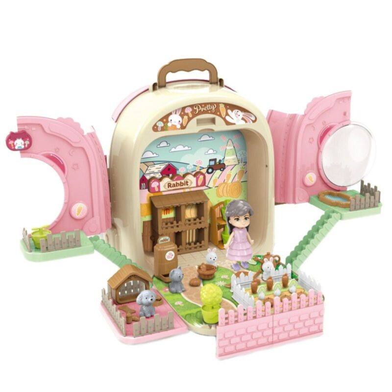 Nešiojama žaislinė kuprinė „Triušiukų ūkis“ vaikams Nešiojama žaislinė kuprinė „Triušiukų ūkis“ vaikams