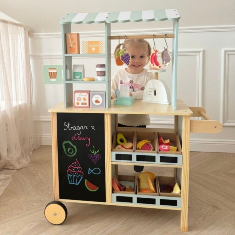 Medinė žaislinė parduotuvė  5in1 vaikams – Woopie Green