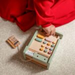 Medinis edukacinis kasos aparatas su priedais vaikams