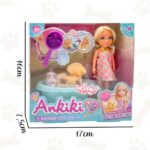 Lėlė „Ankiki“ ir jos šuniuku ir priežiūros rinkiniu vaikams