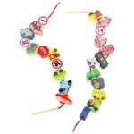 Medinė vėrimo dėlionė vaikams su kelio ženklais – vaikams