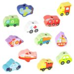 Medinė vėrimo dėlionė vaikams su kelio ženklais – vaikams