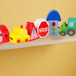 Medinė vėrimo dėlionė vaikams „Miestelio eismas“