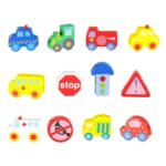 Medinė vėrimo dėlionė vaikams „Miestelio eismas“