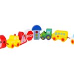 Medinė vėrimo dėlionė vaikams „Miestelio eismas“