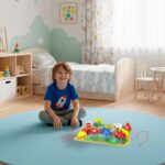 Medinė vėrimo dėlionė vaikams „Miestelio eismas“