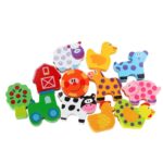 Medinis vėrimo dėlionės rinkinys „Mano ferma“ vaikams