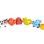 Medinis vėrimo dėlionės rinkinys „Mano ferma“ vaikams