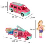 Lėlių automobilis-kemperis su priedais ir baseinu vaikams