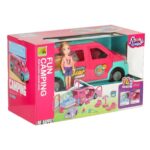 Lėlių automobilis-kemperis su priedais ir baseinu vaikams