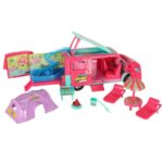 Lėlių automobilis-kemperis su priedais ir baseinu vaikams