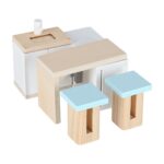 Lėlių namelis lagamine su mediniais baldais vaikams