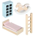 Lėlių namelis lagamine su mediniais baldais vaikams