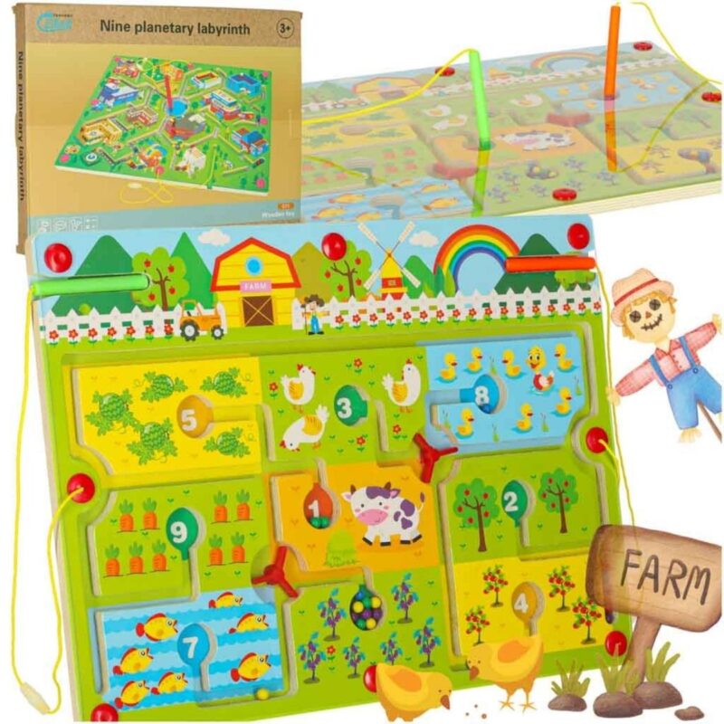 Medinis magnetinis labirintas „Keliaujantis ūkis“ – stalo žaidimas