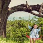 Vaikiškos sodo sūpynės vaikams su reguliuojamomis virvėmis