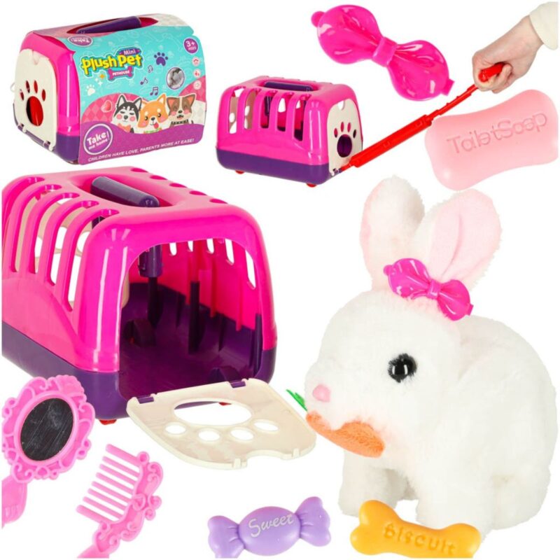 Interaktyvus žaislinis triušiukas su priedais vaikams