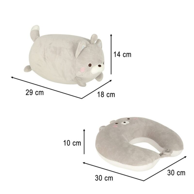 Kelioninė pagalvėlė 2in1 vaikams „Katė“, pilka