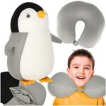 Kelioninė pagalvėlė 2in1 vaikams „Pingvinas“, pilka Kelioninė pagalvėlė 2in1 vaikams „Pingvinas“, pilka