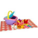 Vaikiškas žaislinis pikniko krepšelis su priedais vaikams