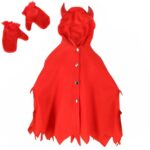 Vaikiškas velnio kostiumas – raudonas apsiaustas su ragais