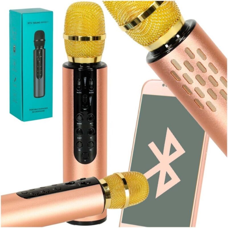 Belaidis "Bluetooth" karaokės mikrofonas vaikams, rožinis