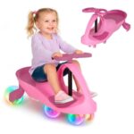 Gravitacinė mašinėlė vaikams su LED ratais, rožinė