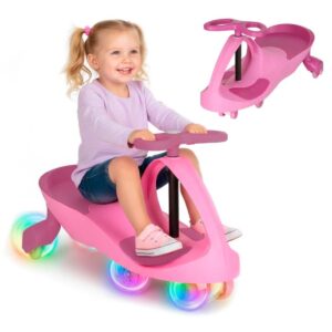 Gravitacinė mašinėlė vaikams su LED ratais, rožinė