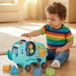 Interaktyvus dramblys rūšiuotojas su plaktuku vaikams