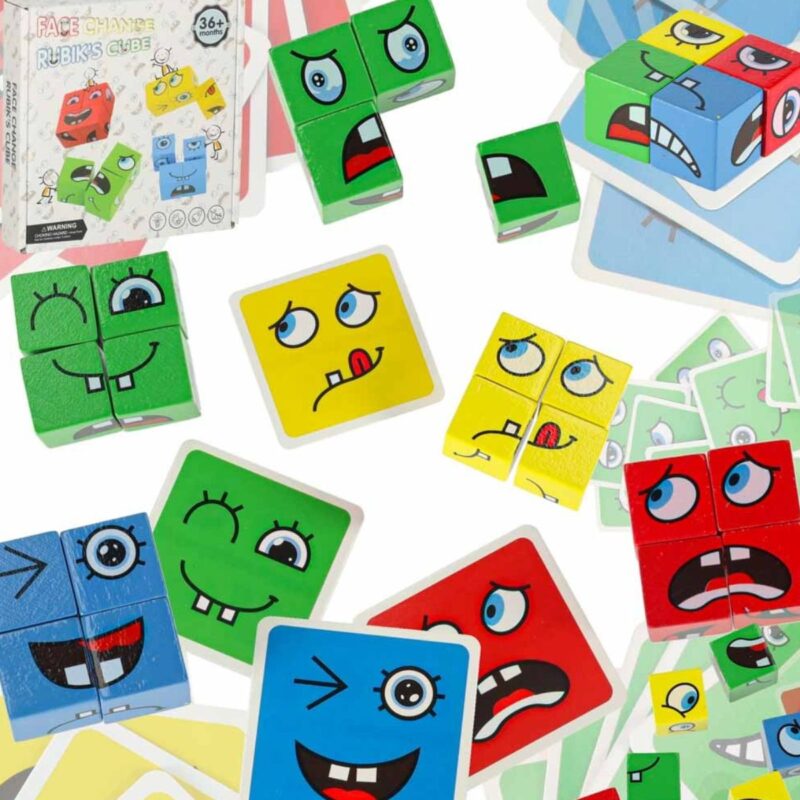 Kaladėlių dėlionė vaikams su kortelėmis „Emocijos“