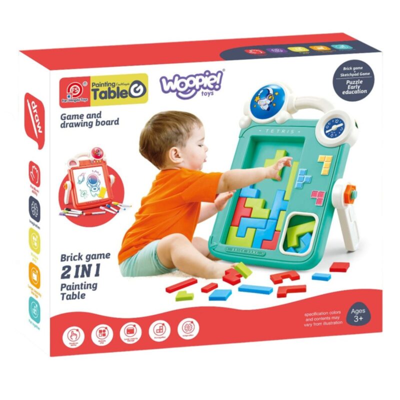Dvipusė piešimo lenta su žaidimu „Tetris“ vaikams nuo 3 metų