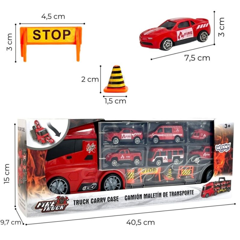 Sunkvežimio-transporterio rinkinys su gaisrinės automobiliai
