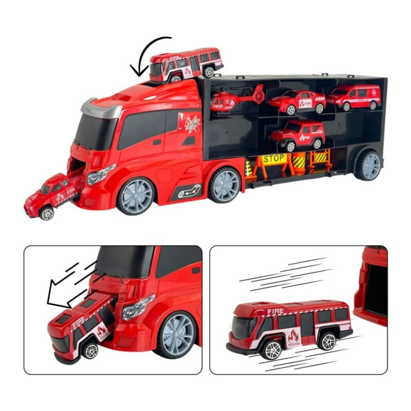 Sunkvežimio-transporterio rinkinys su gaisrinės automobiliai