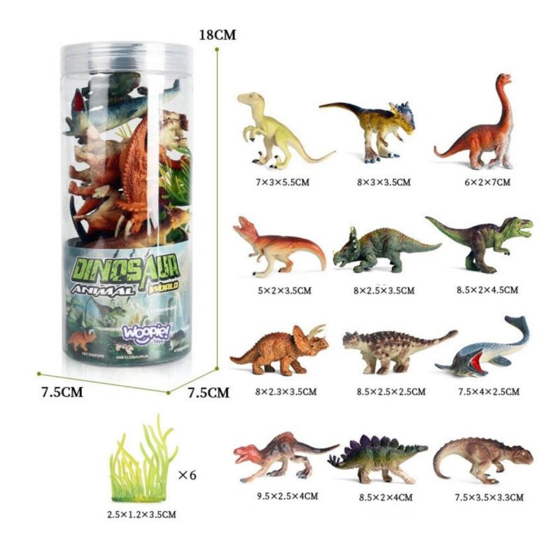 Figūrėlių rinkinys vaikams „Dinozaurai“ (18 vnt.) – Woopie