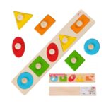 Montessori medinė formų ir spalvų dėlionė vaikams