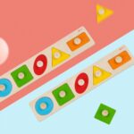 Montessori medinė formų ir spalvų dėlionė vaikams