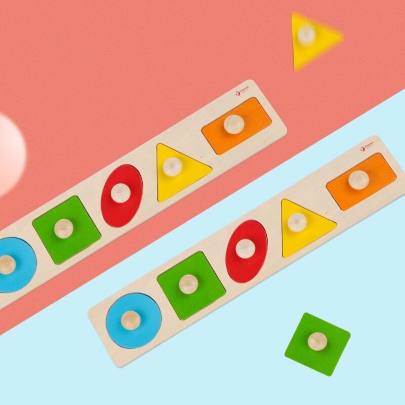 Montessori medinė formų ir spalvų dėlionė vaikams