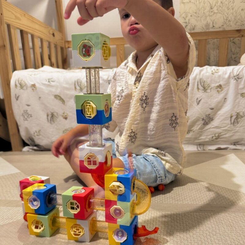 3D blokų konstruktorius su kamuoliukų trasa vaikams – Woopie