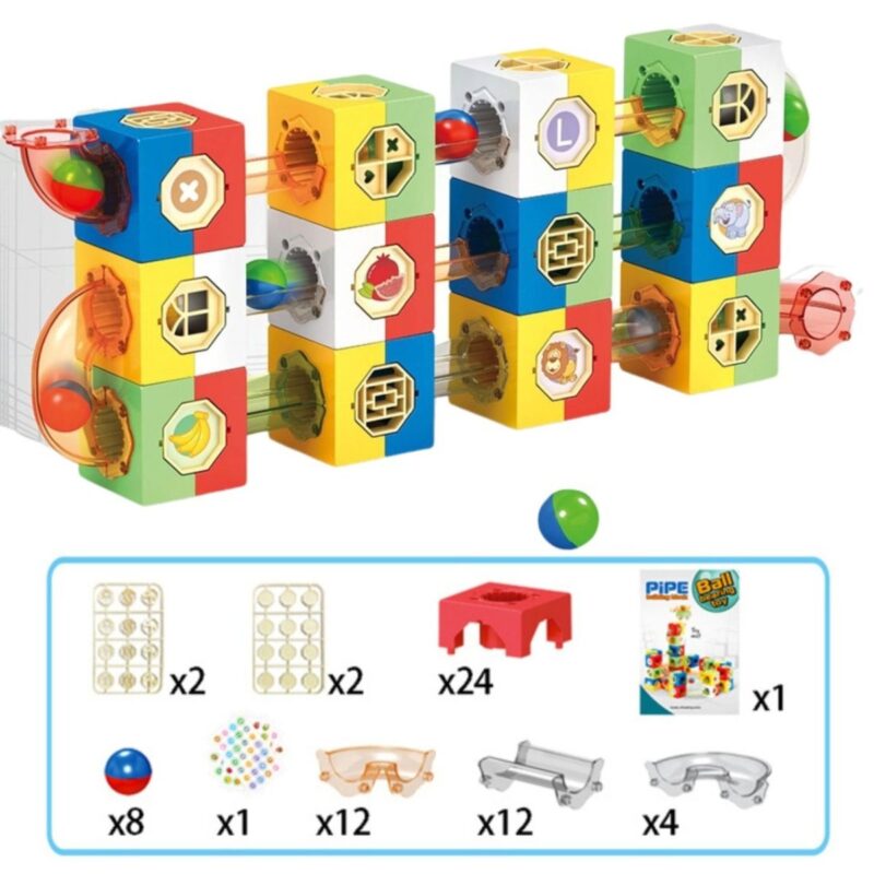 3D blokų konstruktorius su kamuoliukų trasa vaikams – Woopie